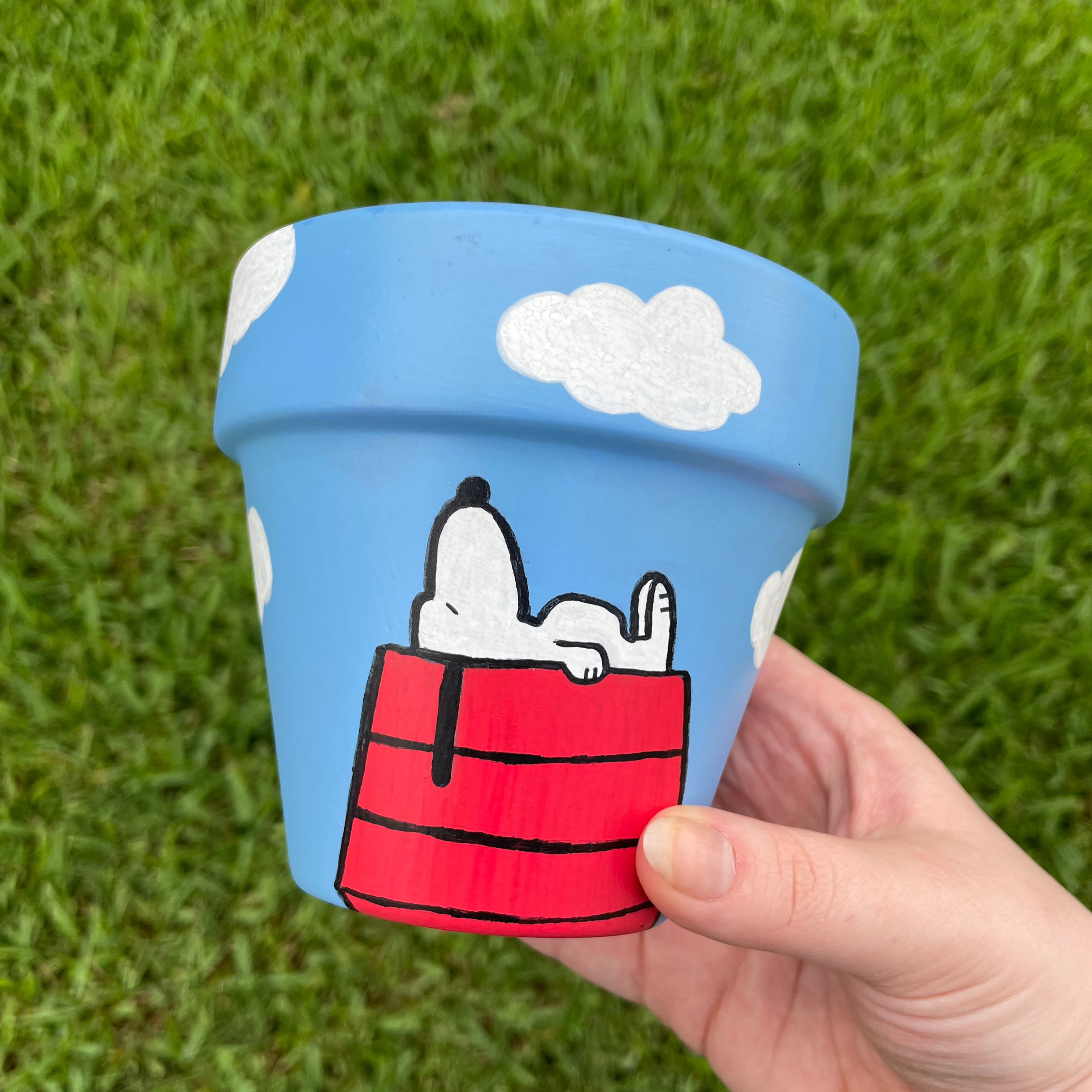 snoopy planter pot Snoopy Hand-Painted Flower Pot – Tay Made Art