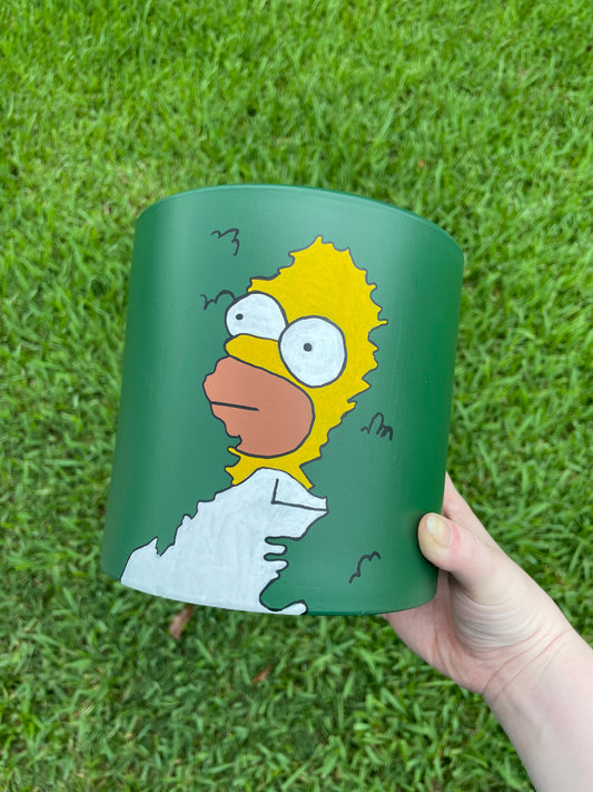 Homer Simpson in a Bush on a Flower Pot