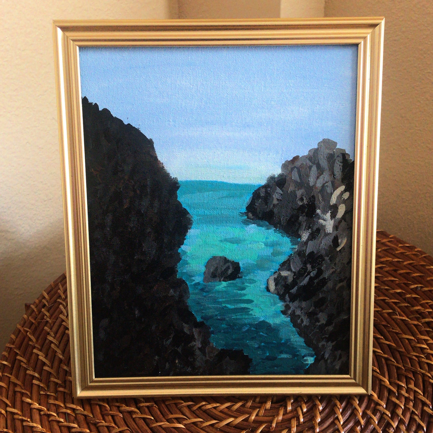 Gold Framed Acrylic Ocean Paining