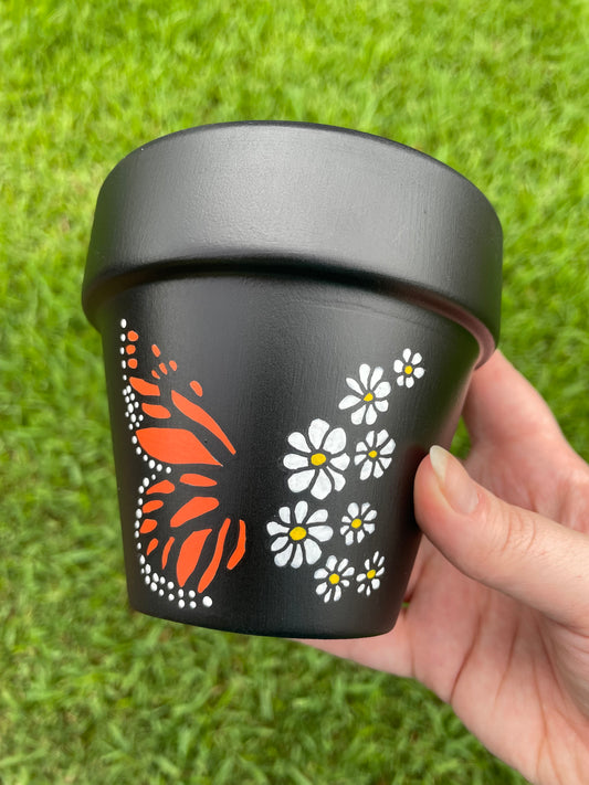 Half Monarch, Half Daisy Flower Pot