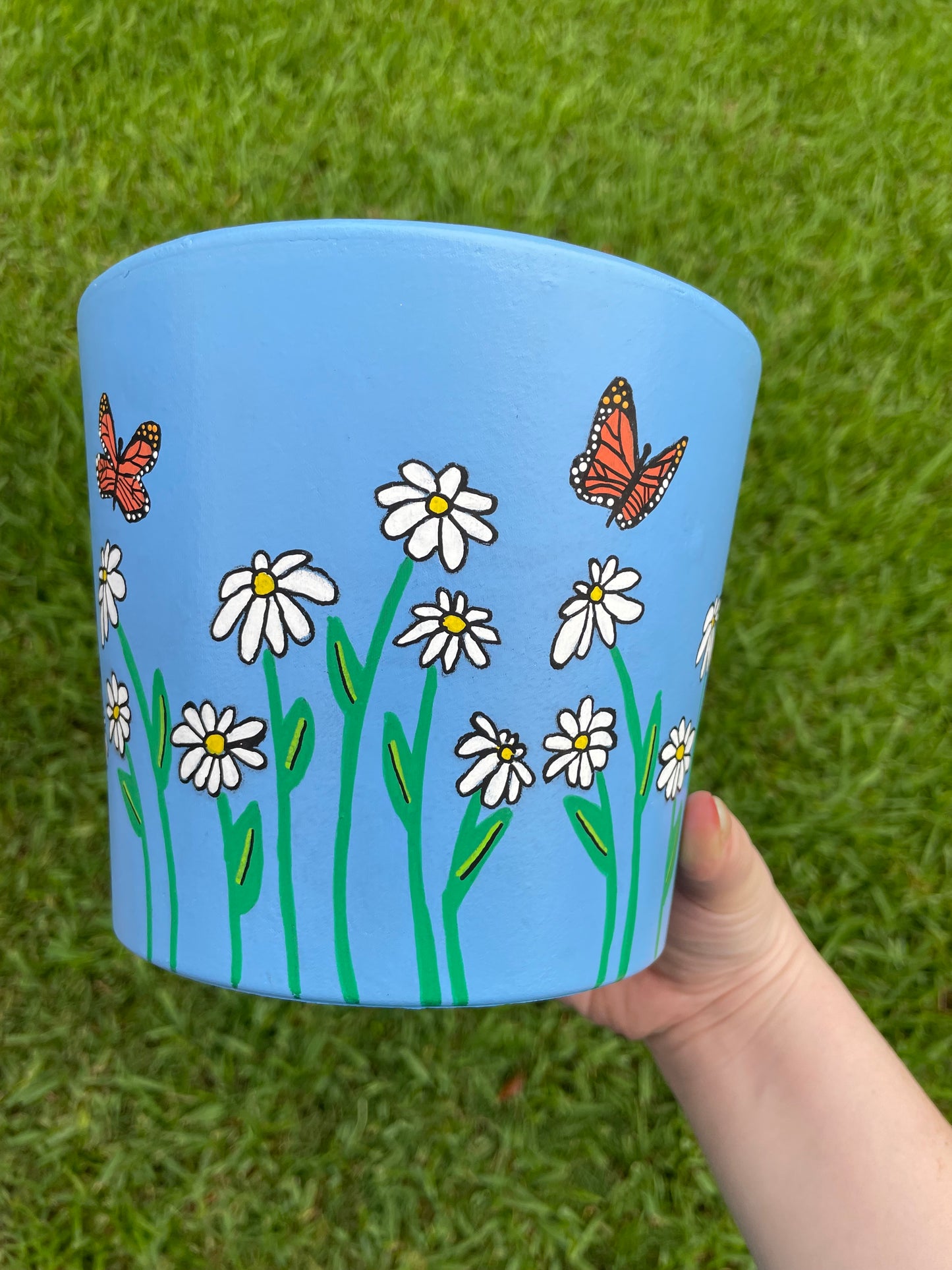 Butterflies and Daisies Flower Pot